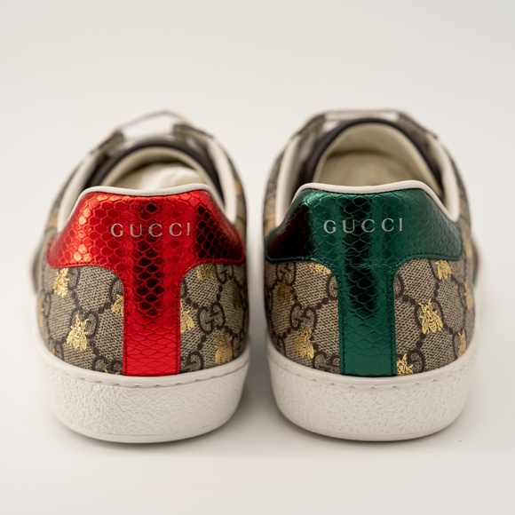 Size 10.5G 11 US Gucci Ace GG Supreme Bee Print Canvas Beige - Picture 5 of 12